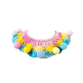 Pink Blue Yellow Cat Dog Collar Handmade Knitted Necklace Collar Rabbit Teddy Bichon Pet Crochet Scarf Bib (Default: Default)