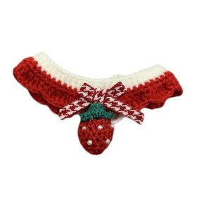 Handmade Knitted Pet Collar Cat Dog Crochet Necklace Cute Scarf Bib Red Strawberry Pet Charms (Default: Default)