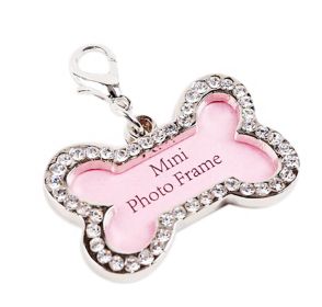 Pet Bone Shape Rhinestone Writable Name Telephone ID Tags for Dogs Cats (Default: Default)