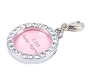 Pet Round Rhinestone Writable Name Telephone ID Tags for Dogs Cats (Default: Default)