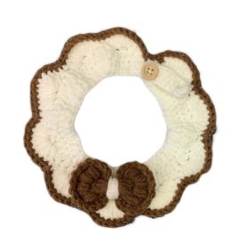 White Dog Cat Handmade Knitted Collar Brown Knotbow Pet Necklace Crocheting Scarf Necktie Bib (Default: Default)