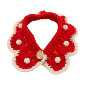 Red Handmade Pet Knitted Collar New Year Christmas Decoration Necklace Cat Dog Rabbit Crochet Cute Scarf Bib (Default: Default)