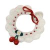 White Pet Handmade Knitted Collar Crochet Cherry Cat Necklace Cute Dog Collar Bib