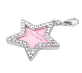 Pet Star Shape Rhinestone Writable Name Telphone ID Tags for Dogs Cats (Default: Default)