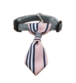 Adjustable Pink Vertical Stripe Dog Cat Neck Tie Gentleman Dog Collar 6-11 Inches (Default: Default)