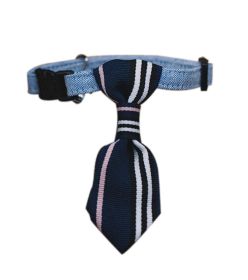 Adjustable Deep Blue Stripe Dog Cat Neck Tie Decorative Gentleman Dog Collar 6-11 Inches (Default: Default)