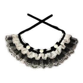 Retro Black Lace Collars Handmade Dog Necklace Cat Neckerchief Beads 8.2-11.2" (Default: Default)