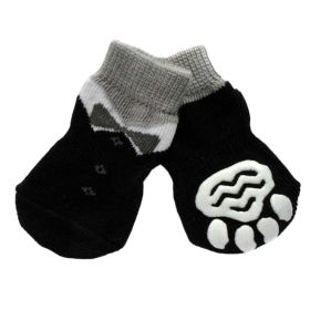 4 Pcs Cute Puppy Cat Socks Knitted Pet Socks Dog Paw Protection Poodle Teddy Socks, Black Suit (Default: Default)