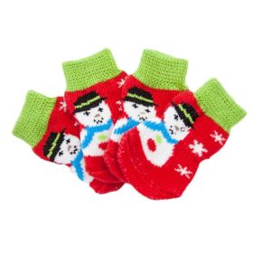 4 Pcs Dog Knitted Pet Socks Cartoon Cute Christmas Puppy Cat Socks Dog Foot Covers Poodle Teddy Socks, Snowman (Default: Default)