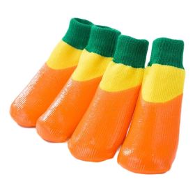 4 Pcs Dog Knitted Socks Pet Leg Socks Teddy Small Dog Waterproof Coated Socks Scratch Proof Protective Socks, Orange 4# (Default: Default)