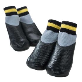 4 Pcs Dog Knitted Socks Pet Socks Dog Waterproof Coated Socks Paw Protective Socks, Black Grey 4# (Default: Default)