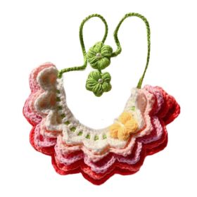 Handmade Crochet Pet Collar Cute Knitted Rainbow Necklace Collar Cat Dog Pink Gradient Scarf Bib (Default: Default)