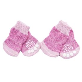 4 Pcs Pink Knitted Dogs Socks Cat Socks Cute Pet Socks Dog Paw Protection for Puppy Indoor Wear (Default: Default)