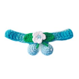 Blue Pet Cat Collar Handmade Knitting Necklace Teddy Bichon Cherry Crochet Scarf Bib (Default: Default)