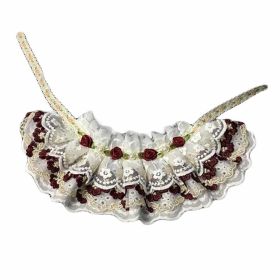 Handmade Retro Lace Collars Dog Necklace Cat Neckerchief Wine Red Rose 8.2-11.2" (Default: Default)