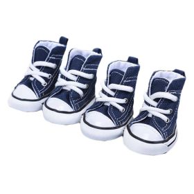 4 Pcs Dog Shoes Pet Dog Casual Canvas Shoes Dog Canvas Boots,5# Blue (Default: Default)