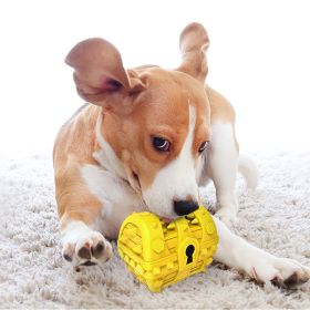 Pet Dog Toothbrush Chew Toys, Upgraded Treasure Chest Sounding Toy, Dental Care Tooth Cleaning, Safe Dog Squeak Toy, Food Grade Natural Rubber Chewer (Color: Yellow)