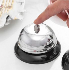 Stainless Steel Desktop Reception Desk Service Servant Bell (Color: Black)