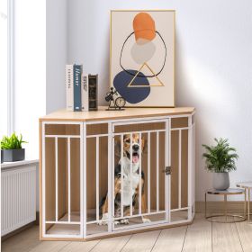 Mewoofun Wooden and Metal Dog House for Small/Medium Dog Crate Furniture Pets (Style: WP058)