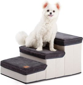 Mewoofun Dog Stairs for Small Dogs Foldable 3 - Tiers Dog Steps for Couch Bed (Style: QF02G)