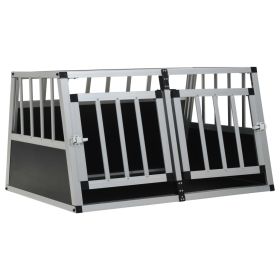 Dog Cage with Double Door 35"x27.2"x19.7" (Color: Silver)