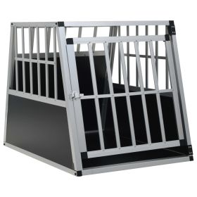 Dog Cage with Single Door 25.6"x35.8"x27.4" (Color: Silver)