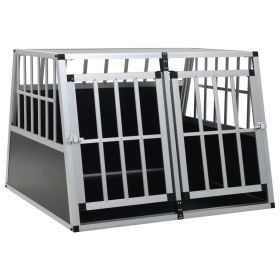 Dog Cage with Double Door 37"x34.6"x27.2" (Color: Silver)