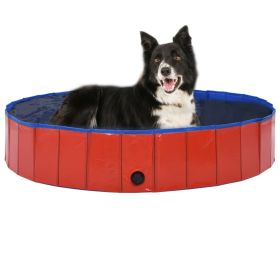 Foldable Dog Swimming Pool Red 63"x11.8" PVC (Color: Red)