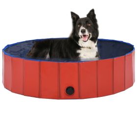 Foldable Dog Swimming Pool Red 47.2"x11.8" PVC (Color: Red)