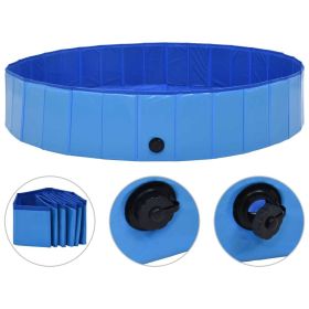 Foldable Dog Swimming Pool Blue 63"x11.8" PVC (Color: Blue)