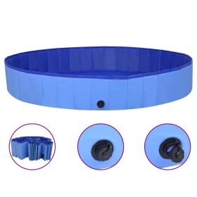 Foldable Dog Swimming Pool Blue 78.7"x11.8" PVC (Color: Blue)