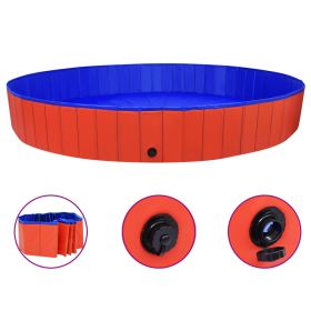 Foldable Dog Swimming Pool Red 118.1"x15.7" PVC (Color: Red)