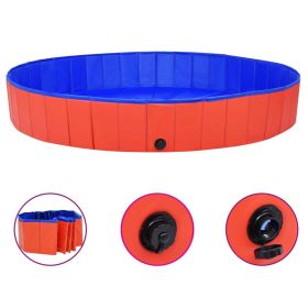 Foldable Dog Swimming Pool Red 78.7"x11.8" PVC (Color: Red)