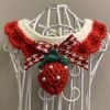 Handmade Knitted Pet Collar Cat Dog Crochet Necklace Cute Scarf Bib Red Strawberry Pet Charms