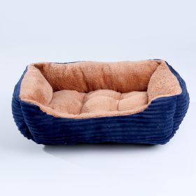 Four Seasons Universal Pet Bed Candy Color Square Kennel Teddy Pomeranian Mat Cat Nest Pet Bed (Option: Dark Blue-XXL)