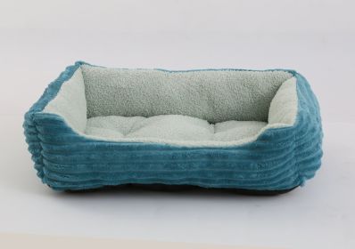 Four Seasons Universal Pet Bed Candy Color Square Kennel Teddy Pomeranian Mat Cat Nest Pet Bed (Option: Dark Green-L)